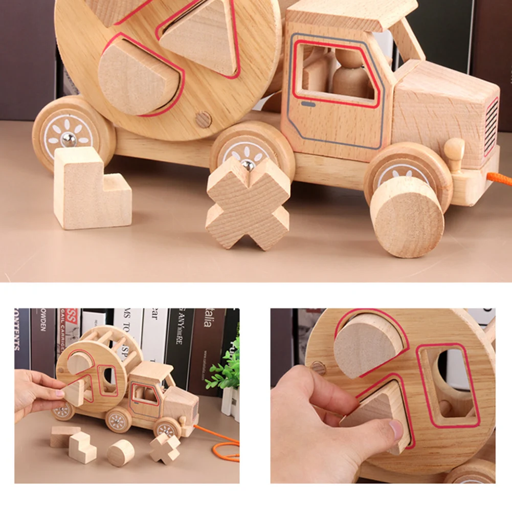 Lesene Pull Skupaj Avto Geometrijske Oblike Ujemanja Gradnik Izobraževanje Otroci Igrače