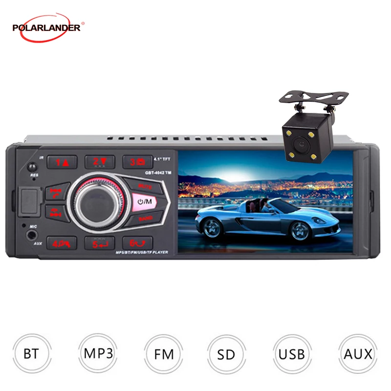 MP5 / MP3 1 din 4 palčni pisane luči Bluetooth obrniti pogled od zadaj FM radio hitro polni, zaslon na dotik, avto radio