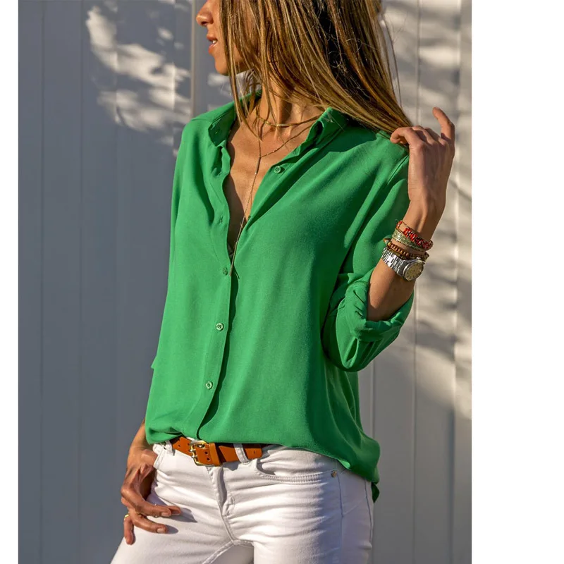 Ženske Vrhovi Bluze Elegantno Dolgo Sleeve Solid Proti-Vrat Šifon Bluzo Žensko Delo, ki Nosijo Majice Plus Velikost Bluzo blusa feminina
