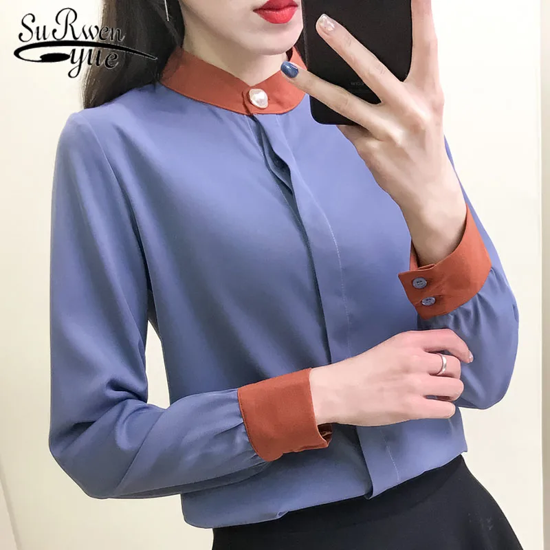 Spomladi leta 2019 moda šifon bluzo ženske majice z dolgimi rokavi, womens vrhovi in bluze OL bluzo ženske obleke blusas 2131 50