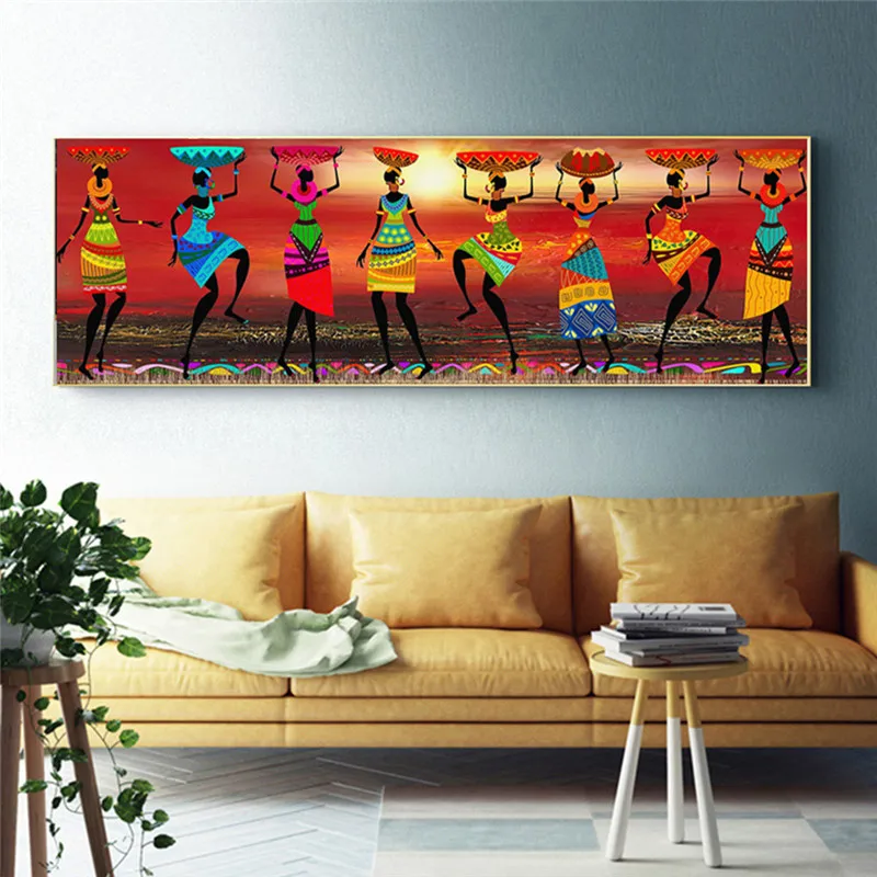 Fuwatacchi Sodobne Spray Slike Afriških Žensk Ples Sliko Natisniti, in Plakati Wall Art Oljno sliko za Dnevni Sobi Doma Dekor