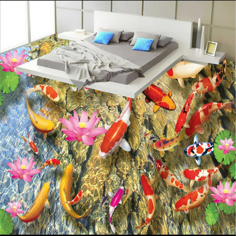 Beibehang po Meri velikih podov lepe ribe igra lotus 3D dnevna soba, spalnica zgosti tla fototapeten 3d natur ozadje
