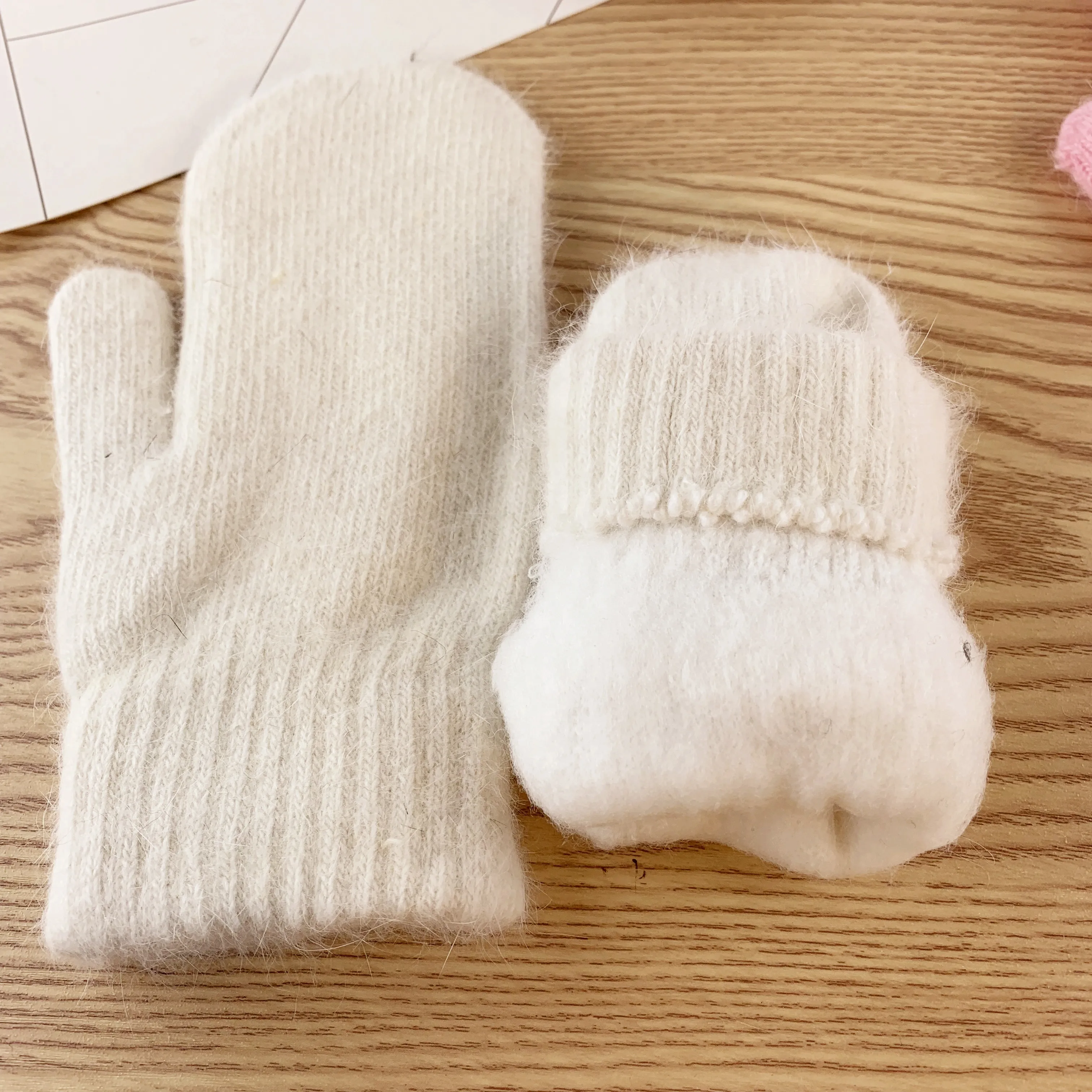 Dvoslojno zajec lase rokavice ženske zimske korejska različica barva vseh prstov pozimi ženske rokavice dekleta palčniki