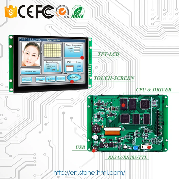 3.5 Palčni TFT LCD Zaslon na Dotik Z RS232 Vmesnik Za Vgrajeni Sistem