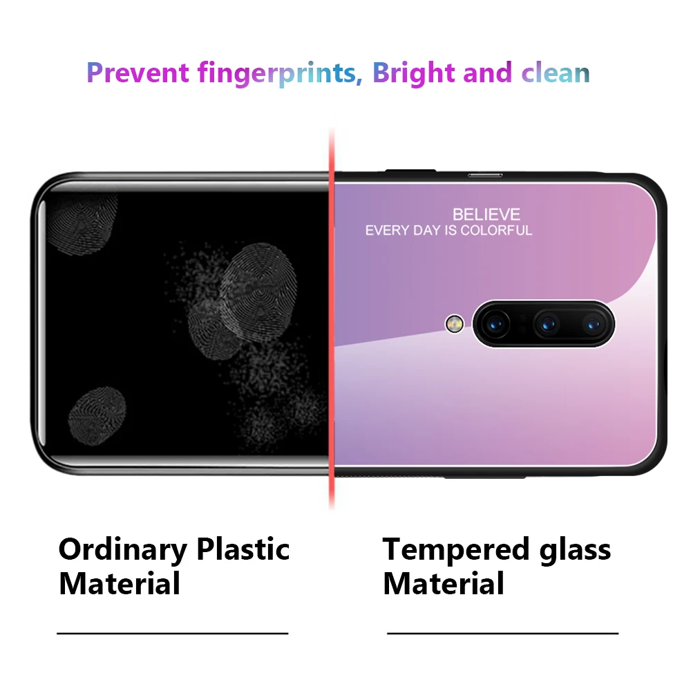 Za OnePlus 7 Pro Primeru Luksuznih Trdi, Kaljeno Steklo Moda Gradient Zaščitna Hrbtni Pokrovček primeru Za en plus 6 6T 7 PR0 1+7 lupini