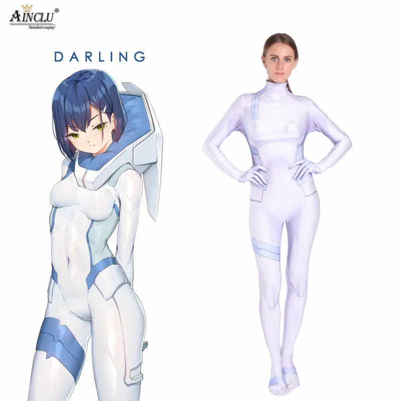 Ainclu Anime 3D Visoko Kakovostne Ženske Otroci DRAGA v FRANXX ICHIGO Cosplay Kostum Zentai Obleka, Obleka Jumpsuits