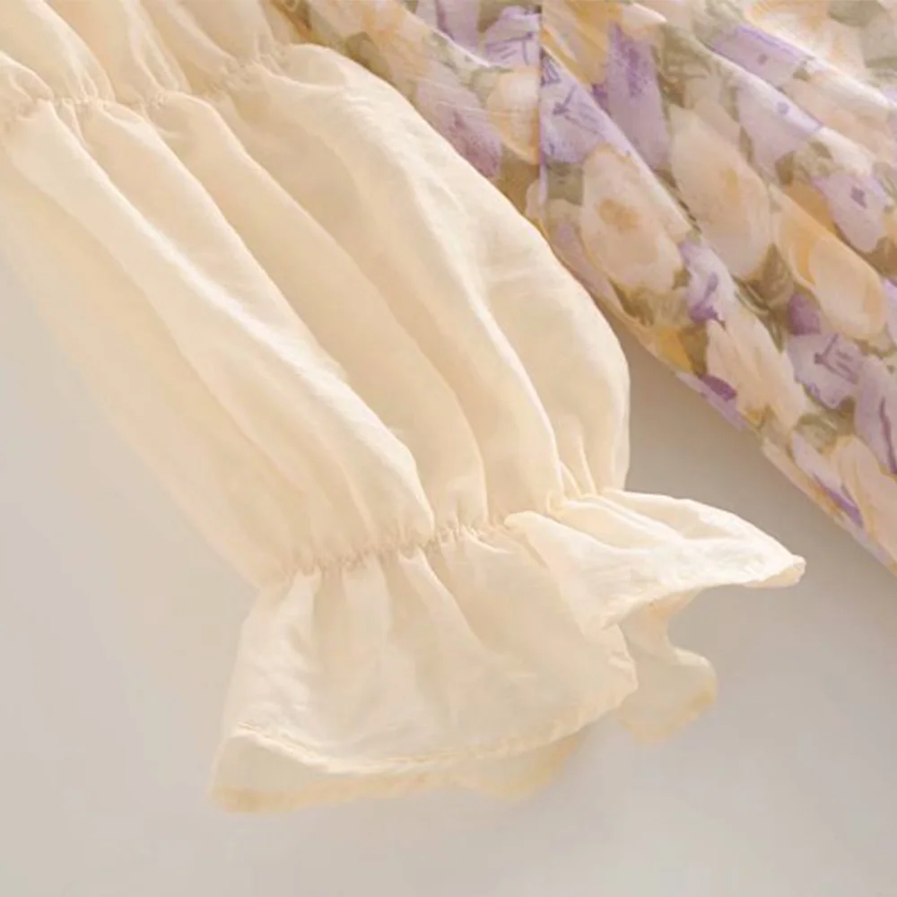 2020 NOVE Poletne ženske obleke pisani cvetlični tisk, kratko sapo rokav kvadratnih ovratnik mid-tele obleka ženska moda ženske oblačila