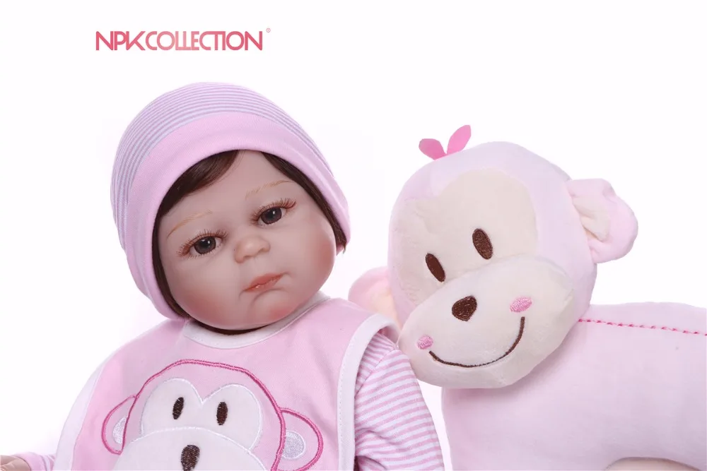 NPKCOLLECTION Polni Silikona Prerojeni Baby Doll otroci Soigralec Darilo Za Dekleta 46 cm Baby Doll Živ Mehka Igrača Za Šopke Lutka, ki so Prerojeni
