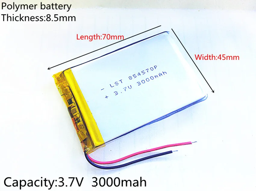 Brezplačna dostava 854570 3,7 V litij-polimer baterija 3000 mah DIY mobilni sili moč polnjenje baterije zaklad