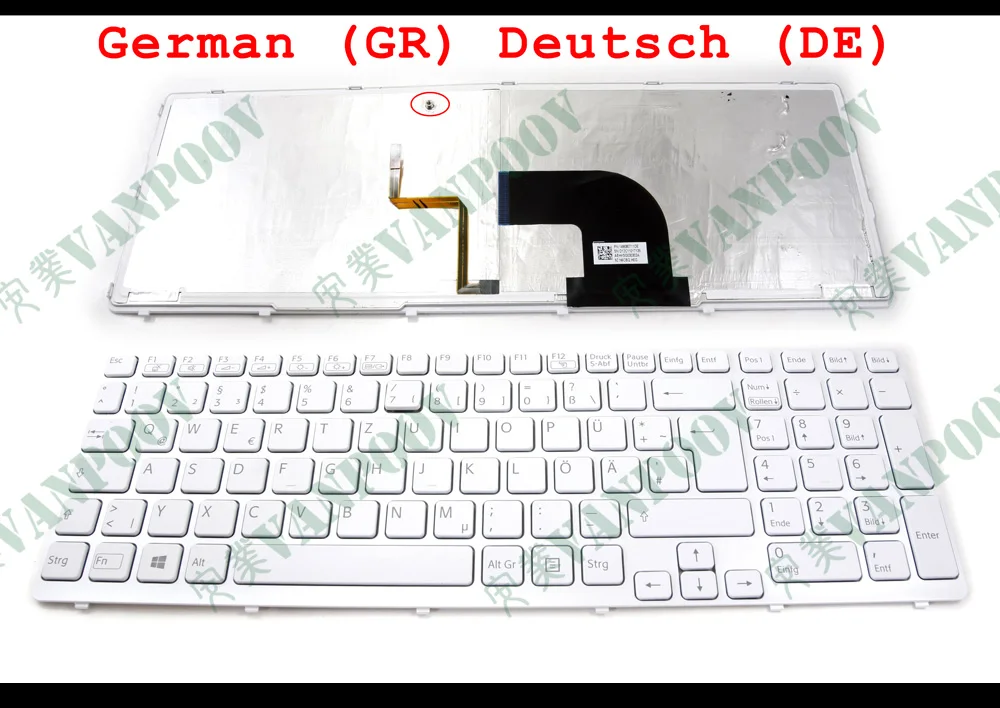 Nov Laptop tipkovnici za Sony Vaio SVE15 EVS 15 SVE1511 Bela z Ozadja nemškega GR Deutsch DE QWERTZ 9Z.H6CBQ.H0G 149080711