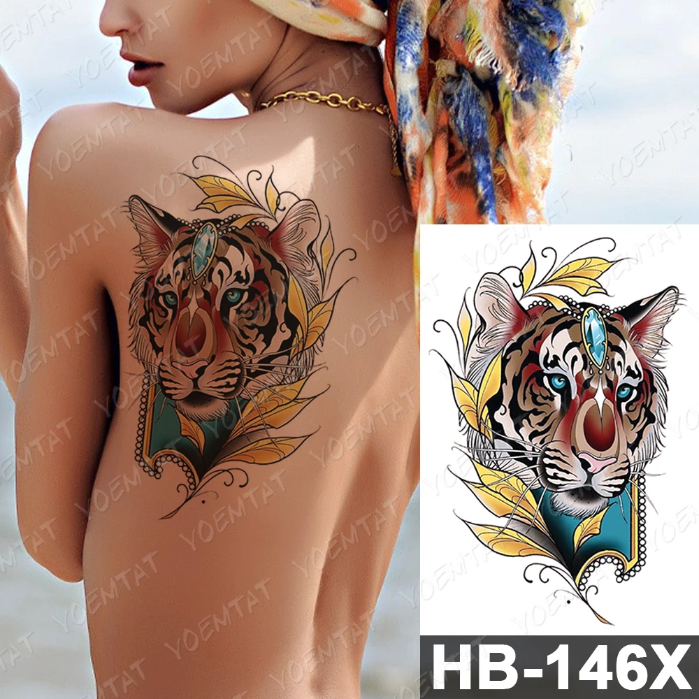 Nepremočljiva Začasni Tattoo Nalepke Dragulj Diamond Tiger Flash Tetovaže Sova Čipke Lovilec Sanj, Body Art Roko Ponaredek Tattoo Ženske Moški