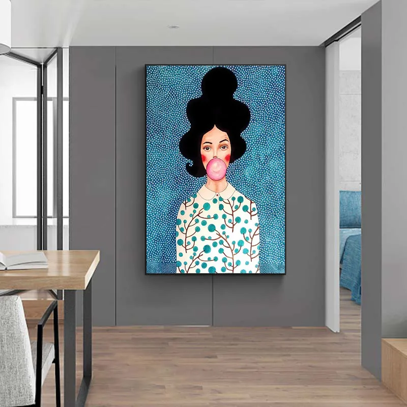 Nordic Portrait Canvas Paintings On The Wall Posters And Prints Girl With Balloon Wall Art Pictures For Living Room Cuadro Decor