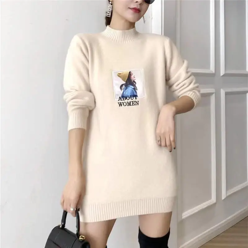 Imitacija mink žamet pol turtleneck pulover ženske jeseni in pozimi novi retro Hong Kong-okusom pulover plašč svoboden zunanji smo