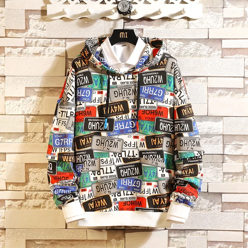 Pismo Tiskanja Hoodie Moda za Moške Ulica, Hip-Hop Oblačila Majica 2020 Pomlad Nove Priložnostne Ohlapen Pulover Azijskih Velikost M-5XL