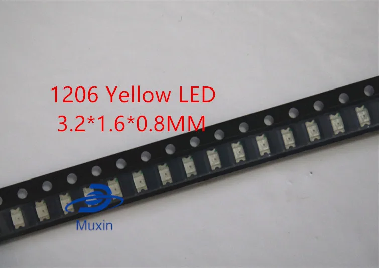 SMD 1206 (3216) 500pcs Rumena SMT Površinski LED Čip Ultra Bright Light Emitting Diode Žarnice Elektronske Komponente za PCB