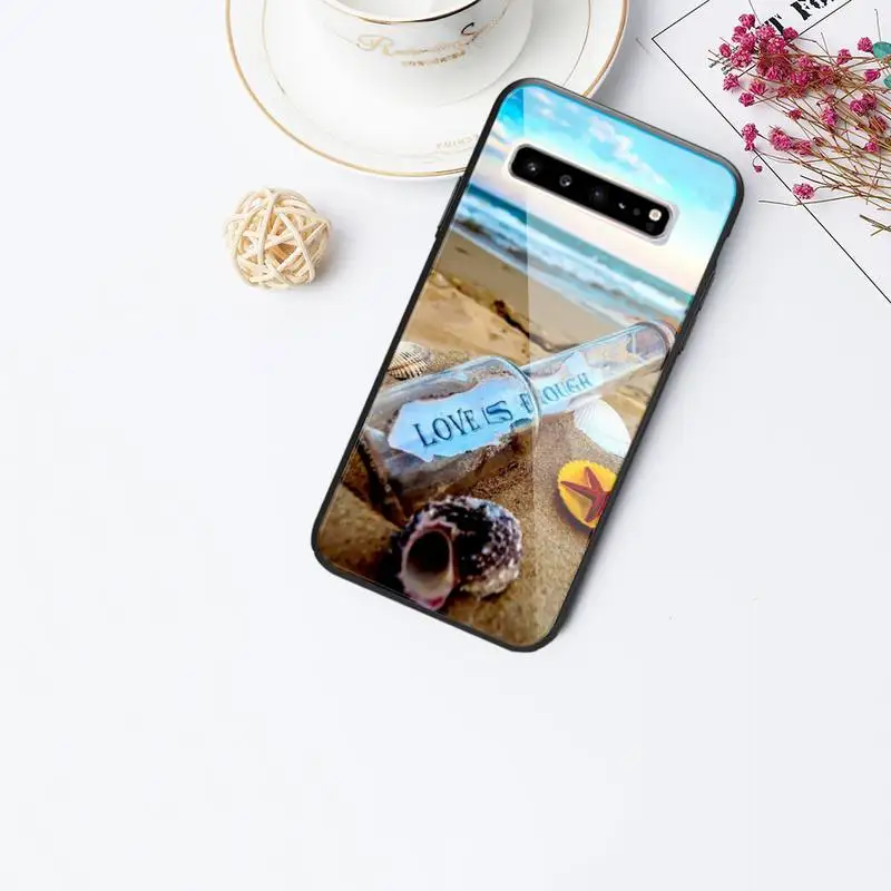 Plaža Zvezda Lupini Krajine Stekla Primeru Telefon za Samsung Galaxy S20 Ultra S9 S10 S8 S7 Plus Rob S10 E(lite) Opomba 8 9 10 Pro