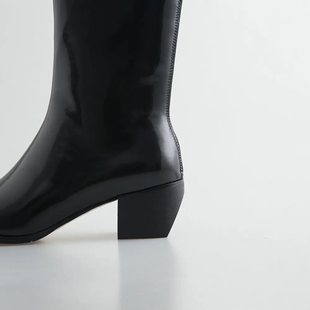 SKLFGXZY črni škornji Pravega usnja Ženski škornji opozoril Ženske čevlje Jesen zima cowhide Ženske čevlje Velikost 34-43