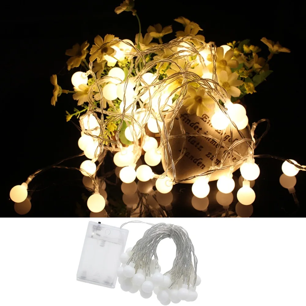 1.5/3/6/10M Pravljice Garland LED Žogo za Niz Luči Neprepustna Za Božično Drevo Poroko Notranjo Dekoracijo baterijsko JQ