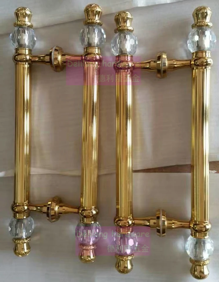 Visoka Kakovost Luksuznih Kristalnega Stekla, Vrata iz Nerjavečega Jekla, Ročaji Zlato Barvo dolžine 400mm