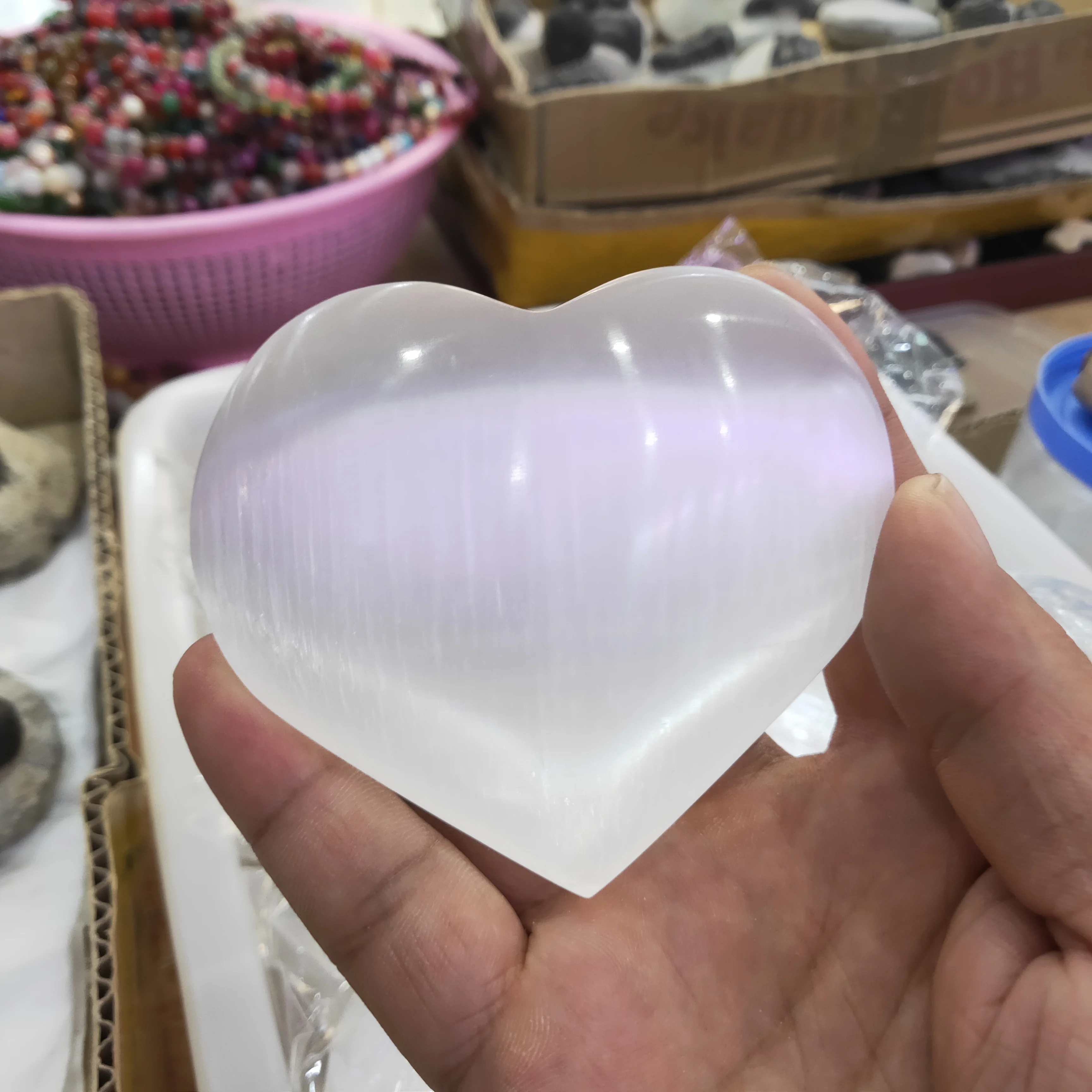 60mmHigh kakovosti naravne sadre Mimeral Kamni v obliki Srca kristalno srce za zdravljenje