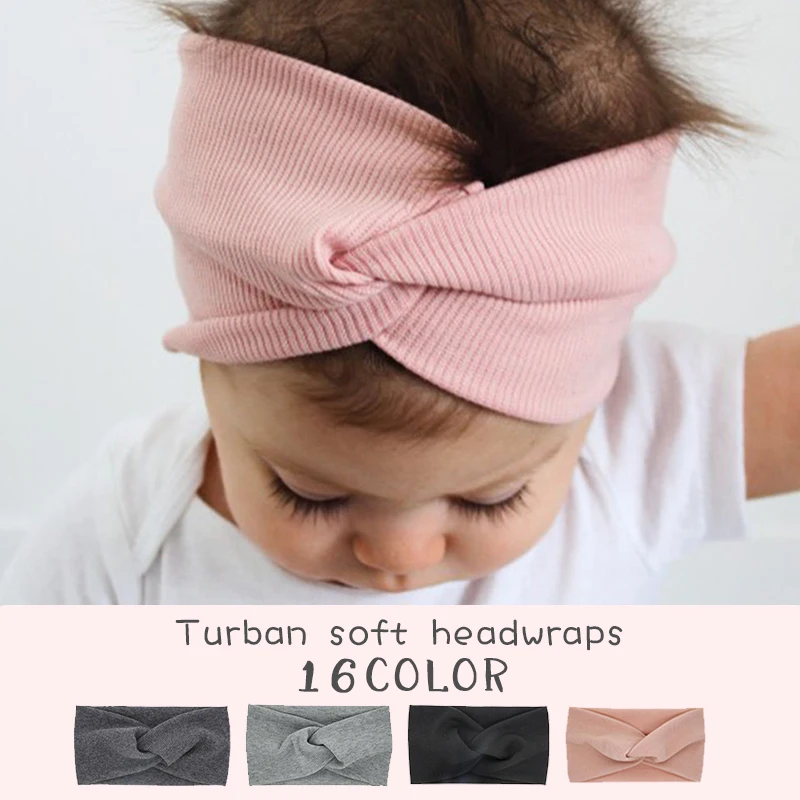 2020 Srčkan Barva Baby Turban Dekleta Bombaž Twisted Vozlane Glavo Elastična Hairbands Otroke Glavo Obloge Dodatki Za Lase
