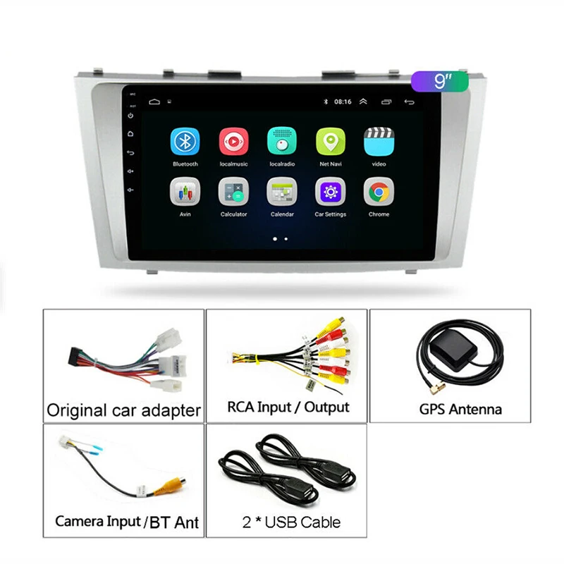 1+16 G 9 inch Android 9.1 2 Din Avto GPS Stereo Radio Predvajalnik za Toyota Camry 2007-2011