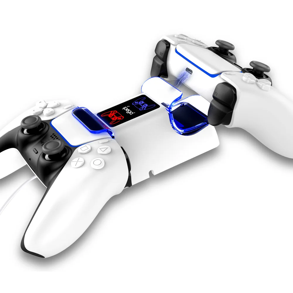 Modra LED Dual USB Polnjenje Dock Postajo za Polnilnik Stojalo za Playstation 5 Dualsense PS5 Krmilniki IC Zaščito, Hitro Polnjenje