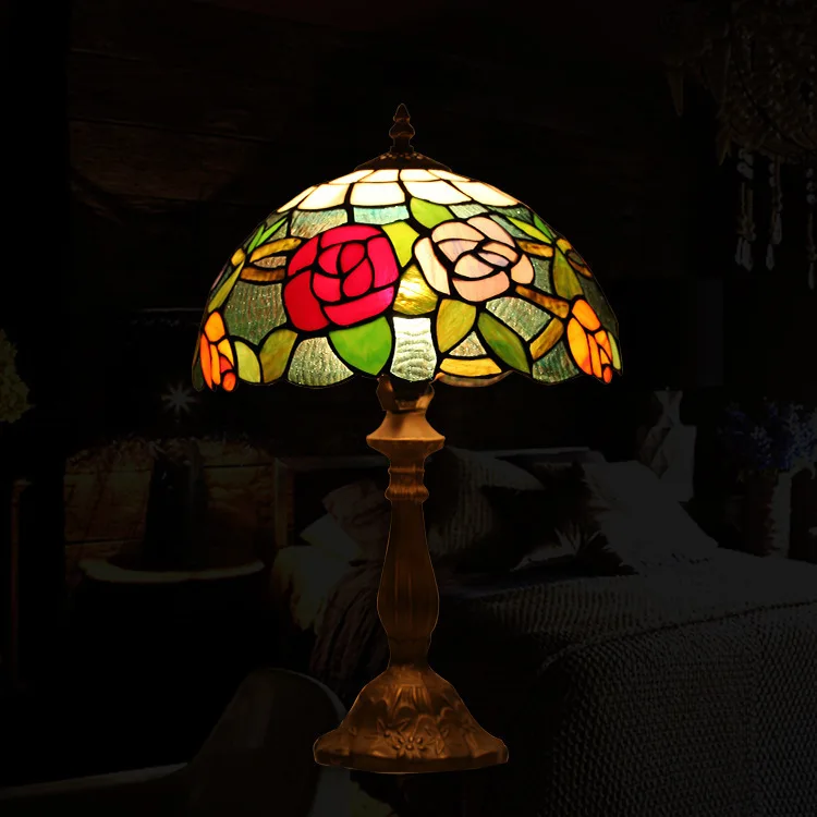 Tiffany Tabela Žarnice E27 Baročna Spalnica Postelji Svetilko Ustvarjalni Modni Retro Namizne Svetilke