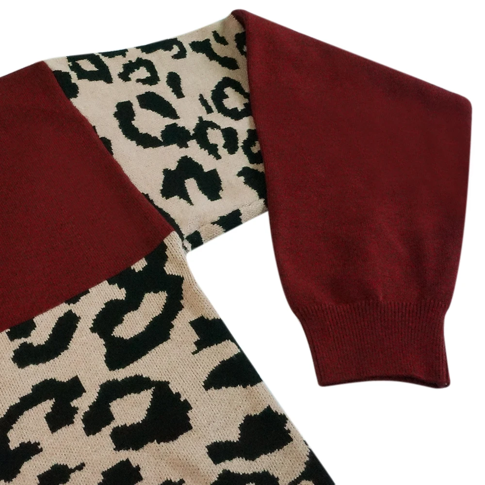 2021 Pomladni Vintage Leopard Tiskanja Pulover Ženske Off Ramenski Priložnostne Mozaik Oversize Svoboden Moda Korejski Harajuku Puloverju