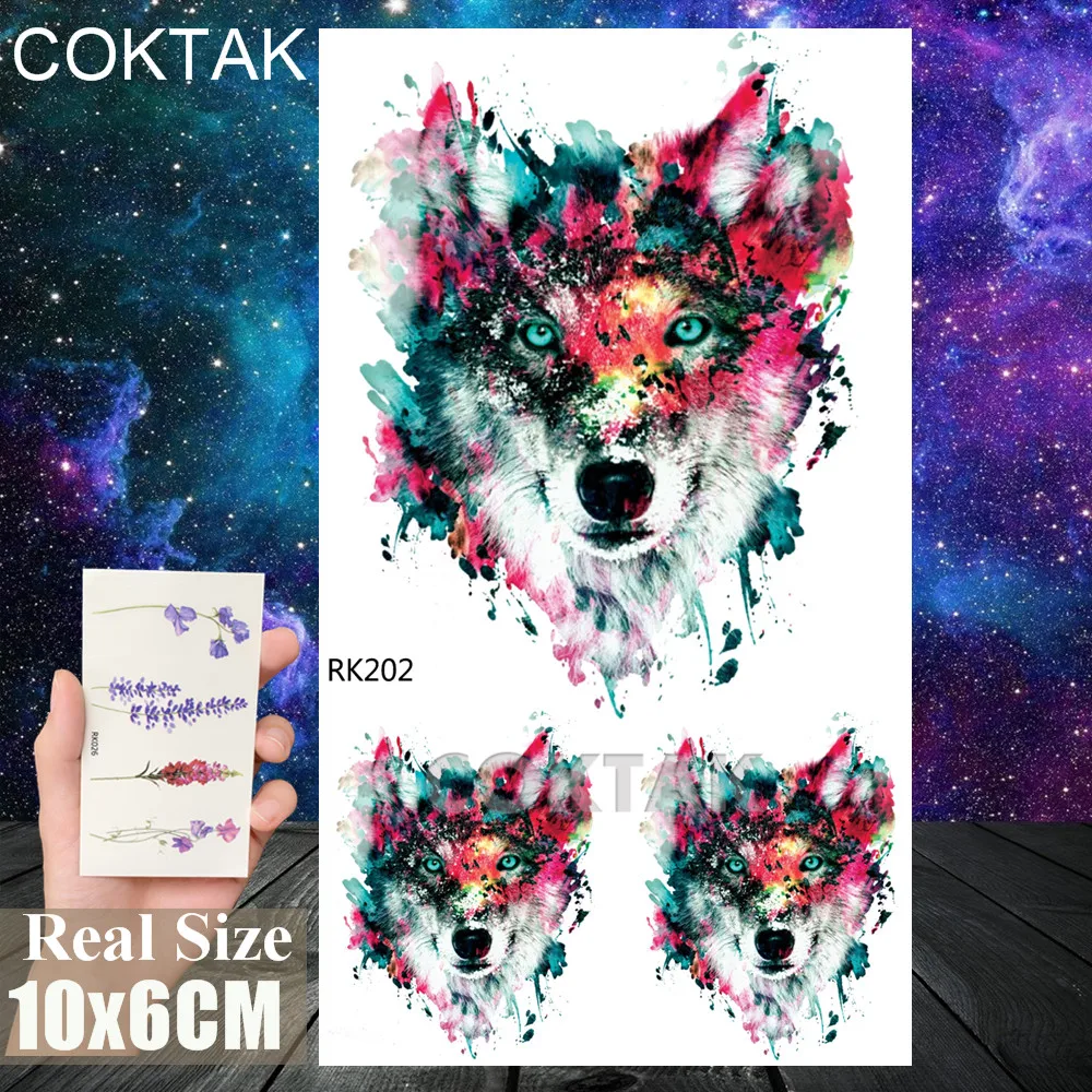 3D Black Wolf Začasne Tetovaže Ponaredek vodo neprepustnimi Realne Listi Coyote Nalepke Body Art Risanje Roko Wasit Tatoo Papir Za Moške