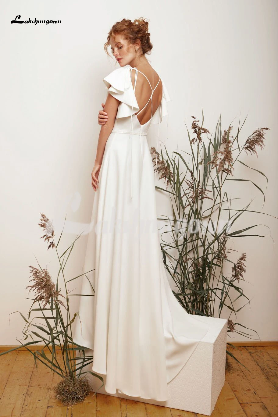 Odpri Nazaj Poročno Obleko 2020-line Preproste Poročne Halje Plus Velikost Vestidos De Novia Lakshmigown
