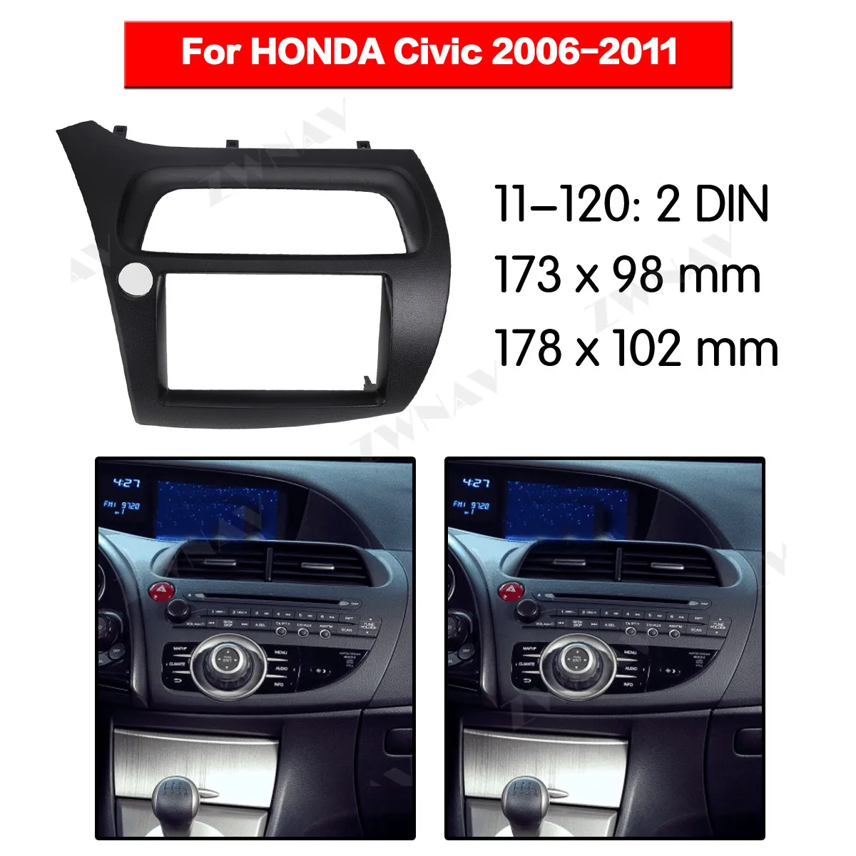 Avto multimedijski Predvajalnik okvir Za leto 2006 2007-2011 Honda Civic 2 DIN Auto AC Black LHD RHD Auto Radio Audio stereo GPS NAVI fascijo