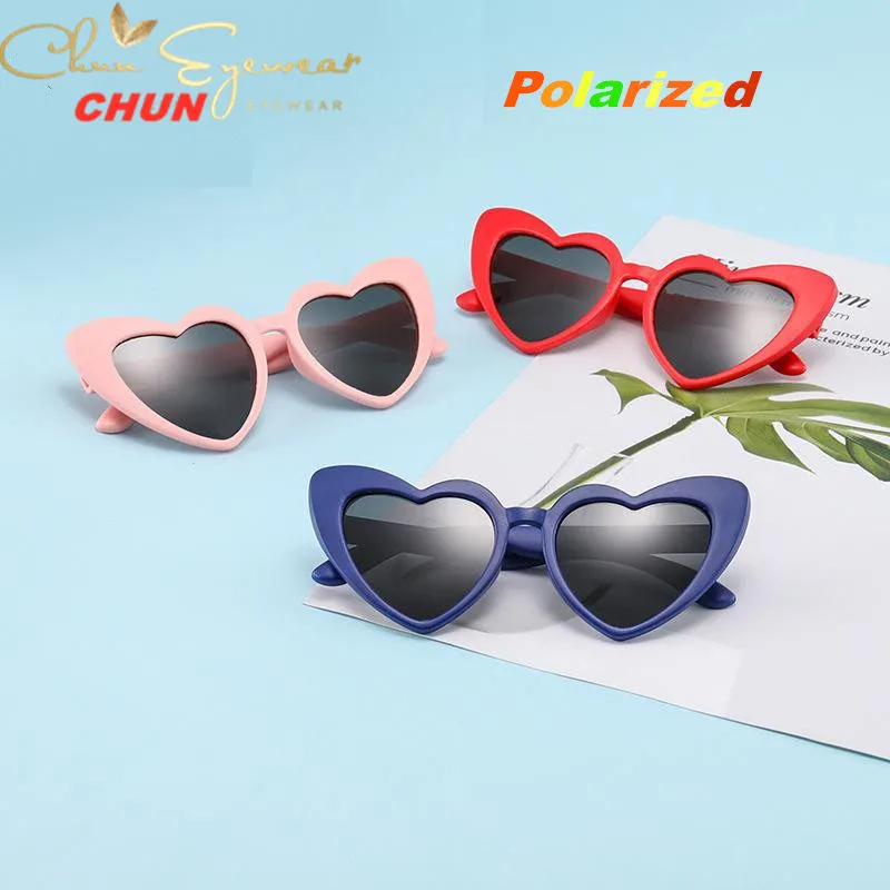 CHUN baby dekle sončna očala za otroke srce 2020 TR90 črno roza rdeče srce sončna očala za otroke polarizirana prilagodljiv uv400 M176