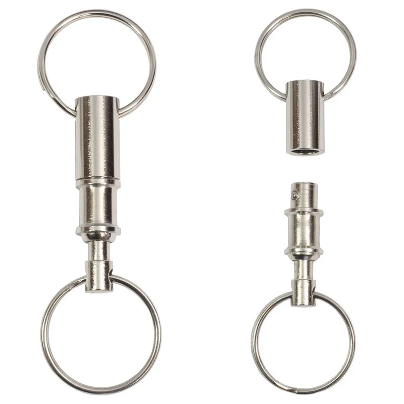 1PC Hitro Sprostitev Keychain Jekla kromiran Pull-Apart, obeske za Dvojno Snemljiv Key Ring Snap Lock Nosilec Izmenljive Keyring