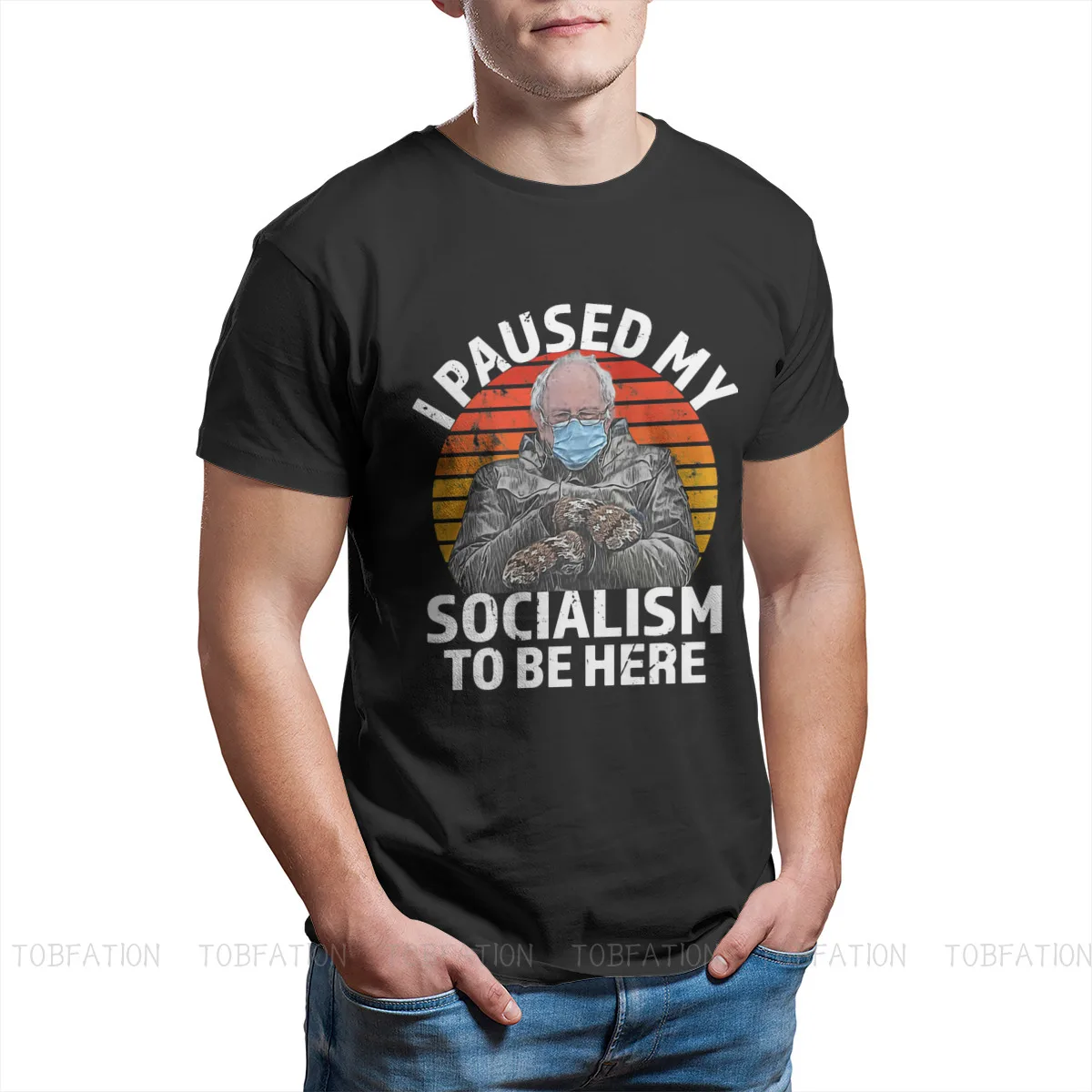 Bernie Sanders Otvoritev Palčniki Meme Tkanine TShirt Sem Prekinjeno Moj Socializma, Da Se Tukaj Basic Majica S Kratkimi Rokavi Moški Men Oblačila Tiskanje