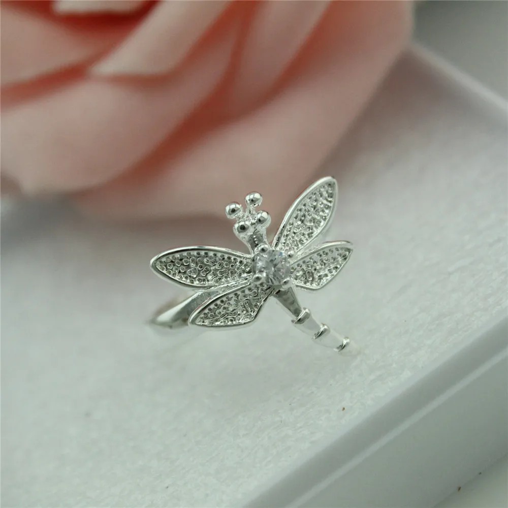 925 sterling srebrni prstan Ženski denar podolgovat cirkon dragonfly srebrni prstan Znak čar ženske ženska obroč, nakit,