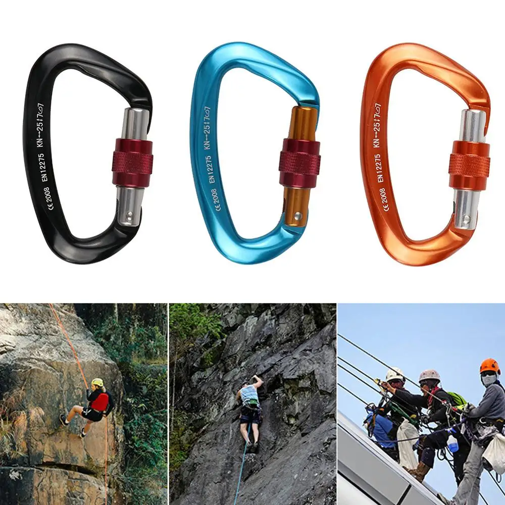 25KN Strokovno Plezanje Carabiner D Oblika Plezanje Sponke za Zaklepanje Varnostne Ključavnice Zunanja Plezalna Oprema Pribor