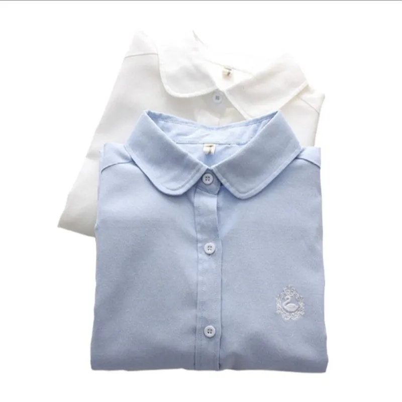 Nove Modne Dame Majice, Vrhovi 2020 Sveže Preppy Stil Vezenje Ženske Majice Dolgi Rokav Študent Osnovne Bluze S-XL