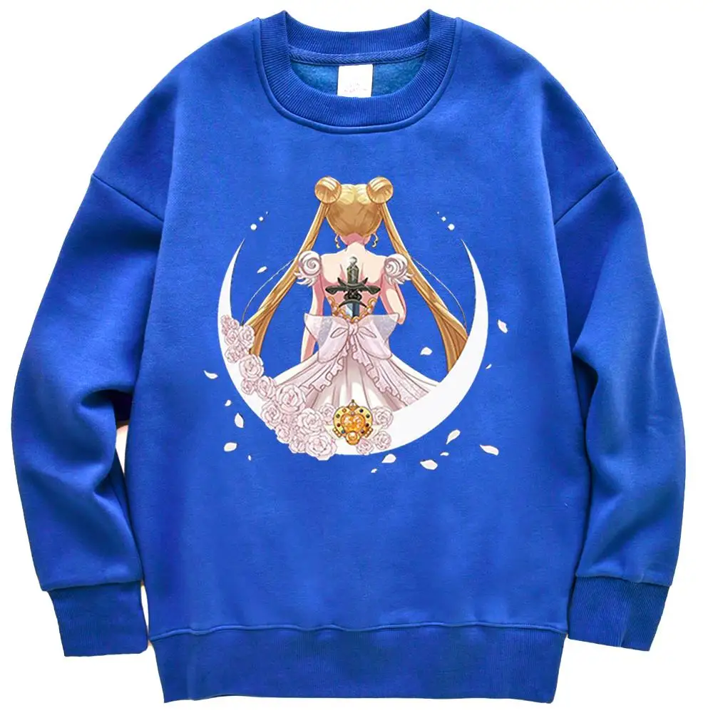 Sailor Moon Vzorec Kostume Hoodies Ženske Jeseni Ohlapnih Oblačil Vintage Prevelik Sweatshirts Runo Ohlapen Pulover S Kapuco Womens