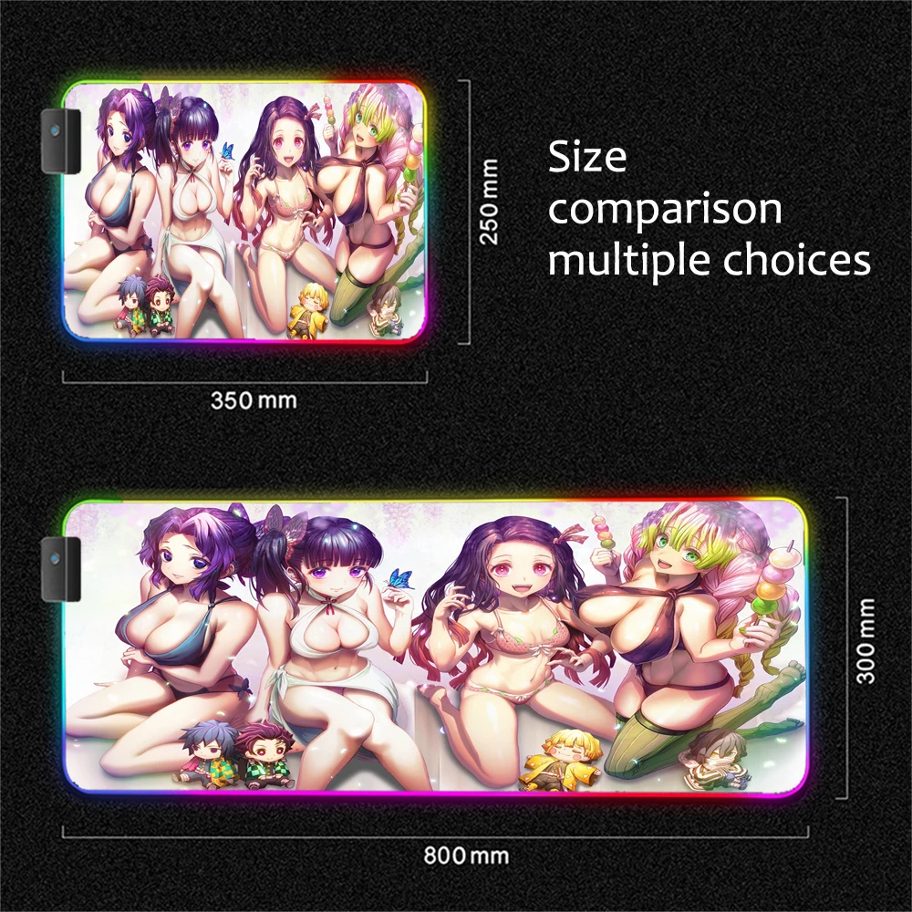 RGB Mouse Pad anime Igralec Pribor Velikih LED MousePad XXL Gaming PC Mizo Igrajo Mat Osvetljene Seksi dekle z velikimi prsi