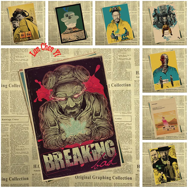 Vintage Plakat Breaking Bad Klasičen Ameriški TELEVIZIJSKE Serije Plakatov tableau zidana Stena Slikarstvo Za Dnevni Sobi Doma