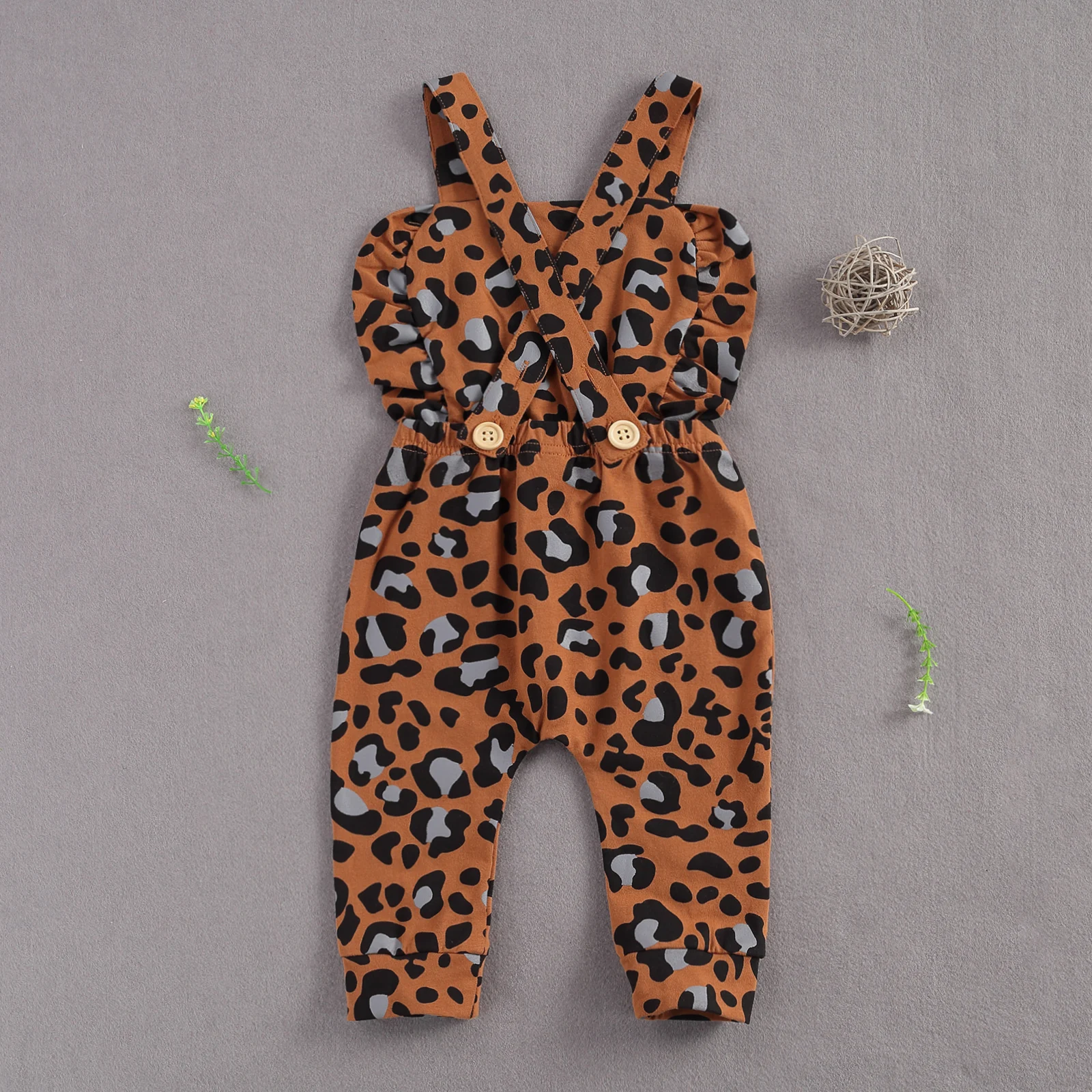 Baby Poletnih Oblačil 0-3T Baby Dekleta Novorojenčka Leopard Tiskanja Kombinezon za Dojenčka brez Rokavov Suspender Hlače z Vrvico