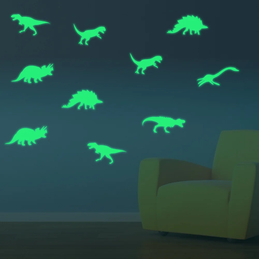 9Pcs / Set 3D Ustvarjalne PVC Svetlobna Dinozavri Stenske Nalepke, Svetleči V temi Dekorativni Dinozavri Za Otroke, Soba za Baby Izmenljive W