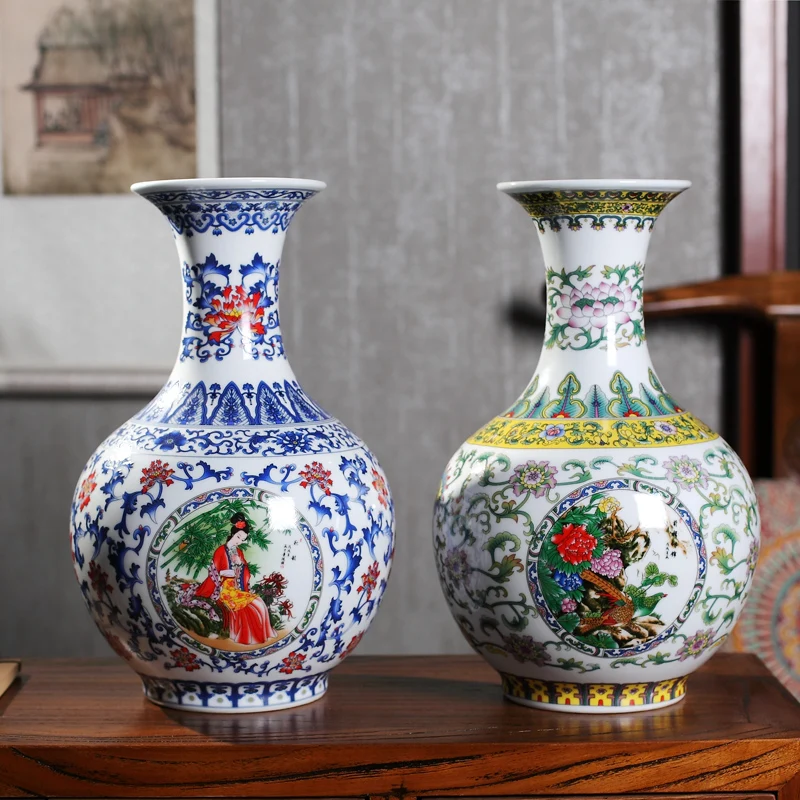 Jingdezhen velike keramične vaze z lepoto dekoracijo Kitajski stil dekoracijo doma dnevna soba cvetlični aranžma spalnica vaze