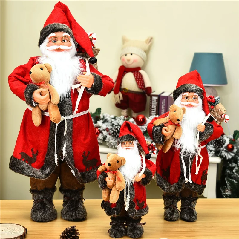 2021 novoletno Darilo Polnjene Santa Claus Lutka Plišastih Animirani Božični Okraski Visoko Kakovostni Navidad Doma Okraski 30/45/60 Cm