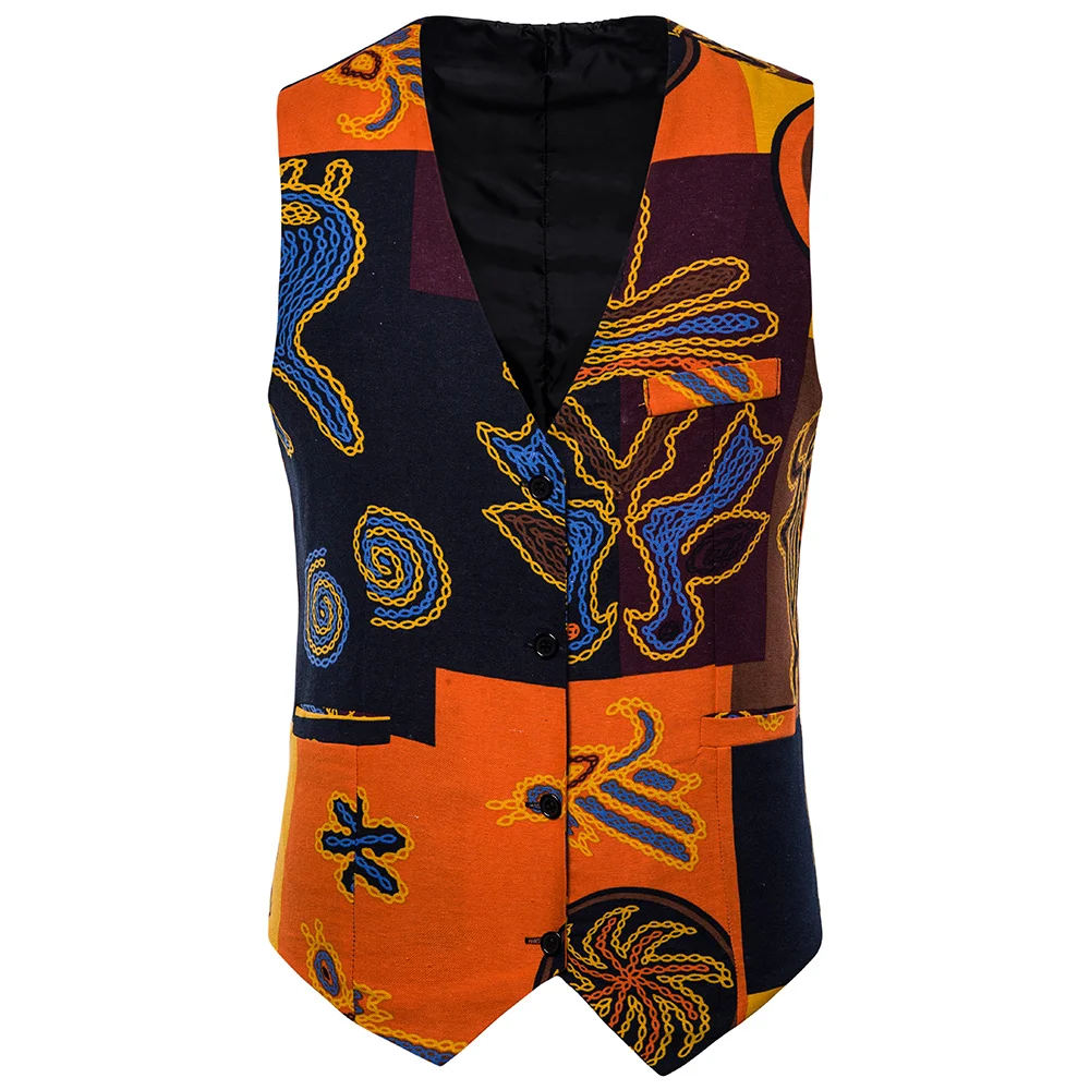 2020 Plus Velikost Afriške Tisk Majice Za Moške Perilo Mens Obleko Hlače Telovnik z Nastavite Moda Waistcoat z Hlače brez Rokavov Jakna