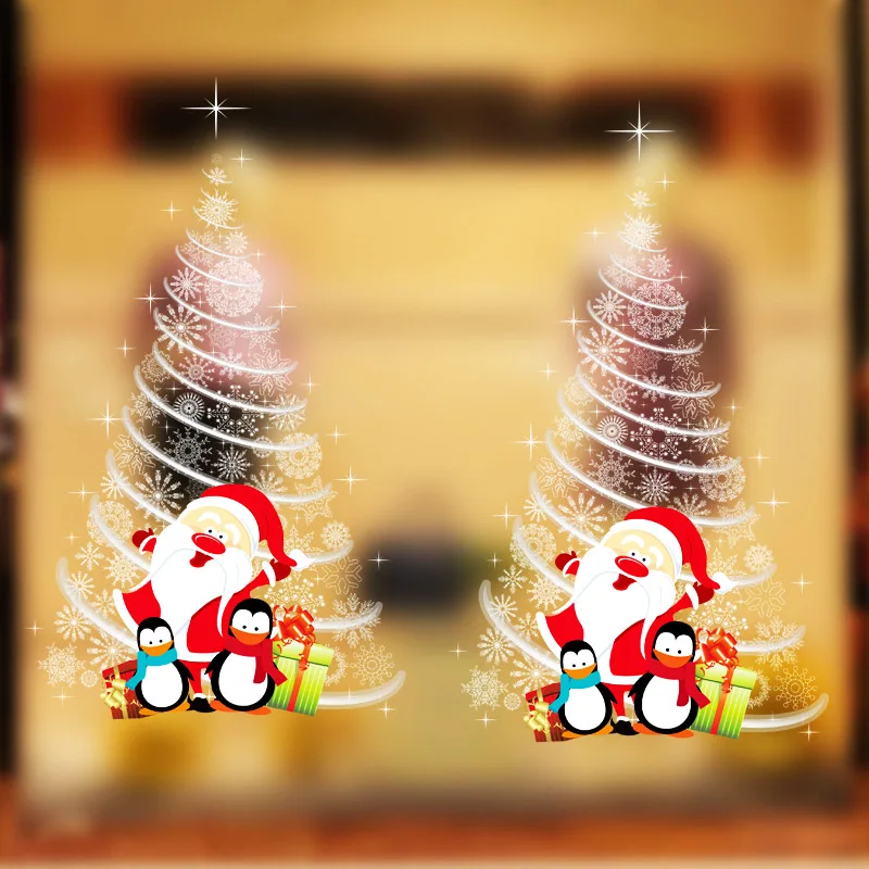 Božični Dan DIY stenske nalepke nakupovalni center trgovina okna, steklo okna in vrata nalepke Božično drevo Santa nalepke