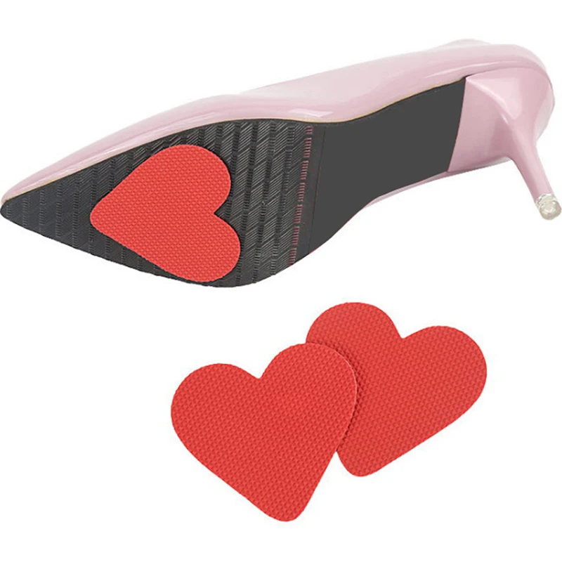 1 Par Rdeče Srce-oblike Anti-Slip Samolepilne Čevlji Mat Visoke Pete, Edini Zaščitnik Gume Blazine, Blazine Vložek Nog Nalepka