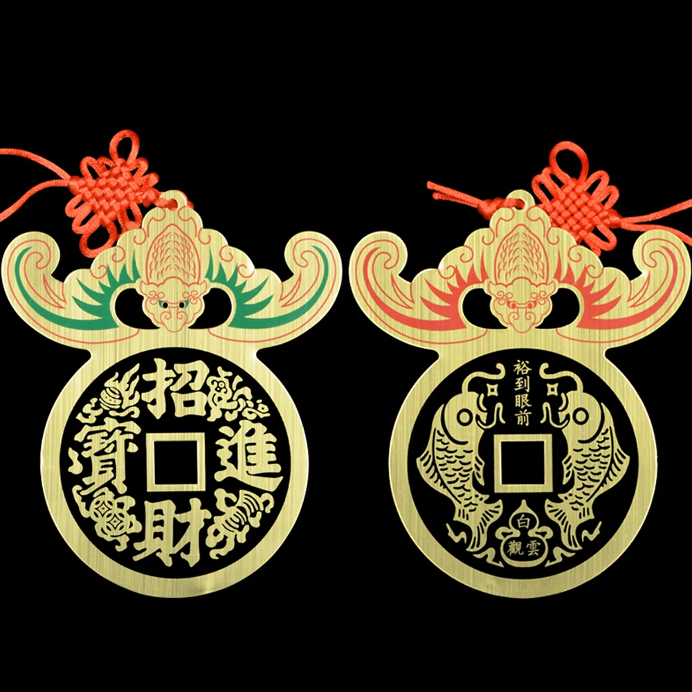 Kitajski vozel Letnik Srečo, Bogastvo, Srečo Fengshui Bagua Qing, Bakreni Kovanci Amulet za Srečo Kovinski Obesek Doma Dekoracijo