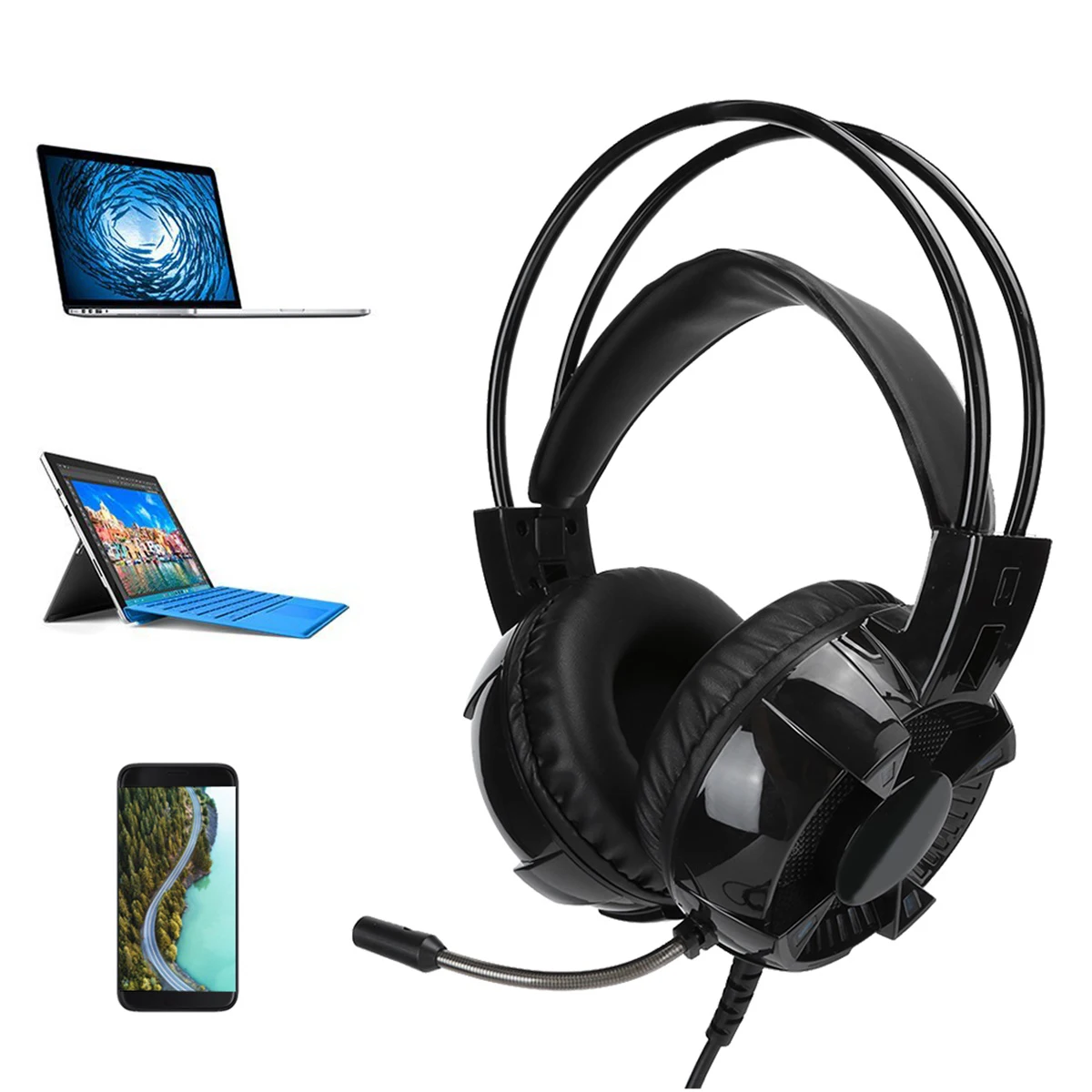 SOONHUA Slušalke Slušalke Za PS4 Krmilnik Gaming Slušalke Zmanjšanje Hrupa Slušalke Z Mikrofonom RGB Svetlobe Dropshipping